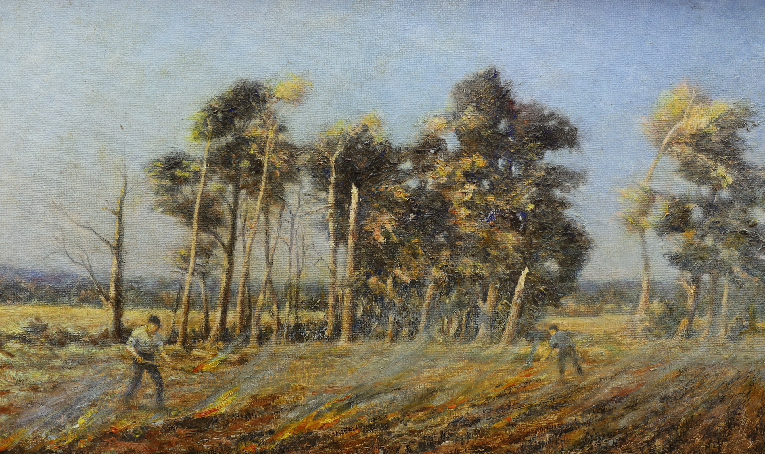 George Cattermole FRSA, oil on board, 'Goring Gap near Worthing', signed with label verso, 32 x 53cm